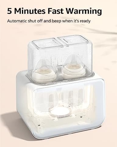 Baby Bottle Warmer, Grownsy 8-in-1 Fast Milk Warmer with Timer Breastmilk or Formula, Fits 2 Bottles, Accurate Temperature Control, with Defrost, Sterili-zing, Keep, Heat Baby Food Jars Function - Image 3