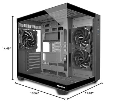 MUSETEX ATX PC Case, 3 x 120mm Fans Pre-Installed, 360MM RAD Support, 270° Full View Tempered Glass Gaming PC Case with Type-C, Mid Tower ATX Computer Case, Black, Y6 - Image 7