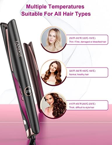 LANDOT Hair Straightener and Curler 2 in 1 - Twist Straightening Curling Iron Combo - Flat Iron Curling Iron in One for Curl Wave Straighten Hair - Image 5