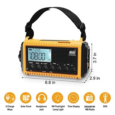Raynic Emergency Radio, 5000mAh/18500mWh Weather Radio, Solar Hand Crank Radio with AM/FM/SW/NOAA Alert, Cell Phone Charger, Headphone Jack, Flashlight and SOS Siren - Image 6