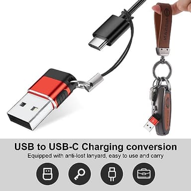 BaseNew USB to USB C Adapter 6 Pack,USB A to USB C Adapter,USBA Male OTG Adapters,USBA to USBC Converter for iPhone 16 15 14 13,MacBook,iPad,AirPods,Charger,Red - Image 4