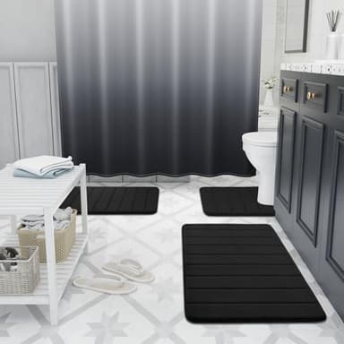 Buganda Memory Foam Bath Mat, 24" x 16", Ultra Soft and Non-Slip Bathroom Rugs, Water Absorbent and Machine Washable Bath Rug for Bathroom, Shower, and Tub, Black - Image 7