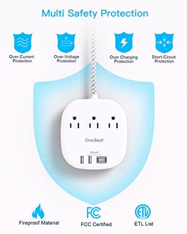 Flat Plug Power Strip, 6ft Ultra Flat Extension Cord - 3 Outlets 4 USB Ports (2 USB C) 22.5W/4.5A Desktop Charging Station, Power Strip No Surge Protection for Cruise Ship, Dorm Room Travel Essentials - Image 7