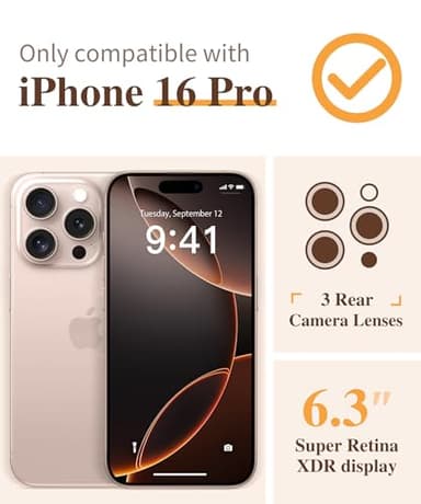 GVIEWIN for iPhone 16 Pro Case, with Screen Protector & Camera Lens Protector [Not Yellowing] Floral Slim Shockproof Protective Clear Flower Women Phone Cover 6.3'' (Twinkle Clear) - Image 2