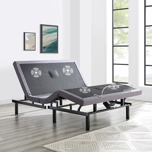 Naomi Home Idealbase Queen Adjustable Bed Base with Massage, USB Ports, Under-Bed Light, Wireless Remote, 800 lb Capacity, Gray Metal Frame, Easy Assembly for Enhanced Comfort and Relaxation - Image 1