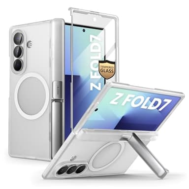 i-Blason for Samsung Galaxy Z Fold 7 Case with Stand [9H+ Tempered Glass Screen Protector] [Compatible with MagSafe] [Hinge Protection & Kickstand] Full-Body Protective Case for Z Fold 7 (Frost Clear) - Image 1