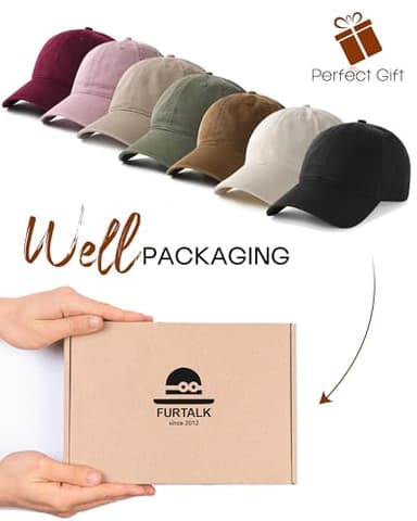 FURTALK Unisex Vintage Washed Unstructured Baseball Cap Washed Cotton Adjustable Dad Hat Beige - Image 6