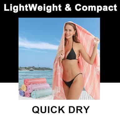 Antfuny 2 Packs Turkish Beach Towels Vacation Essentials Quick Dry Sand Free Oversized Bath Pool Swim Towel Extra Large XL Big Blanket Adult Travel Cruise Accessories Must Haves Clearance Stuff - Image 3