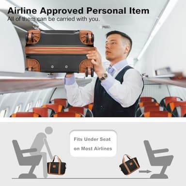 Kono Luggage Set 4 Piece Carry On Hardside Luggage with TSA Lock Spinner Wheels Carry On Suitcase Apricot Black - Image 3