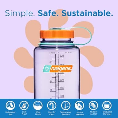 Nalgene Leak Proof Tritan BPA-Free Water Bottle - 32 oz Wide Mouth - Made in the USA for Outdoor Use & Daily Hydration (Amethyst) - Image 2