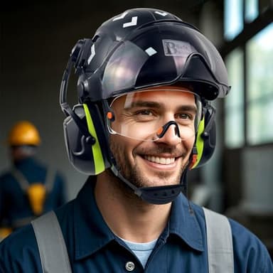 SAFEBUILDER Safety Hard Hats with Visor Hearing Protection 4 in 1 Safety Helmet Lightweight Adjustable Breathable 6-Point Suspension Head Protection ANSI Z89.1 Approved (Black+CSV+B&G 07 Ear Muffs) - Image 9