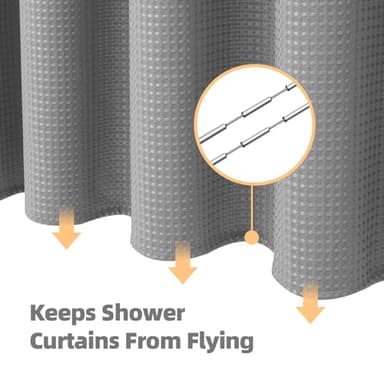 LaCyan 3 in 1 Waterproof Waffle Weave Shower Curtain and Clear Liner Set with 12 Stainless Steel Hooks Double Sided for Bathroom 72 Inches Heavy Duty Polyester Fabric Shower Curtains 72x72 - Image 4