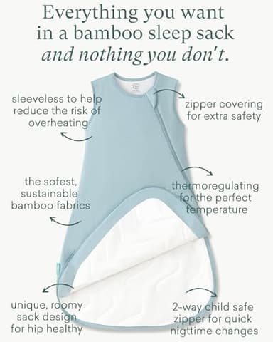 PurComfy Supersoft Sleep Sack 1.0 TOG, Premium Bamboo Viscose Baby Sleeping Bag, 2-Way Safe Zipper Sleep Sacks 6-15 Months (Slate) - Image 2