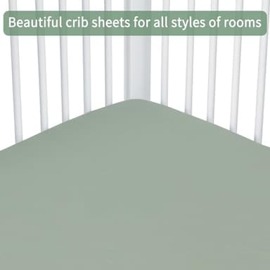 GUNTAIL Baby Crib Sheets for Boys Girls, 2 Pack Fitted Crib Sheet for Standard Crib and Toddler Mattress, Soft Microfiber Baby Sheet 52x28x8in (Brown & Green) - Image 5