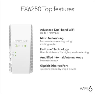 NETGEAR WiFi Mesh Range Extender (EX6250) - Covers up to 1,500 sq.ft. and 25 Devices with AC1750 Dual Band Wireless Signal Booster & Repeater (up to 1750 Mbps Speed), Plus Mesh Smart Roaming - Image 7