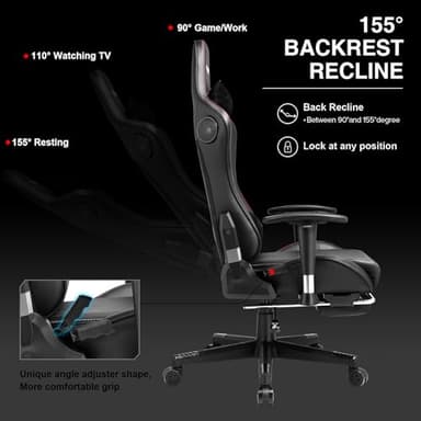 GTRACING Gaming Chair with Footrest Speakers Video Game Chair Bluetooth Music Heavy Duty Ergonomic Computer Office Desk Chair - Image 9