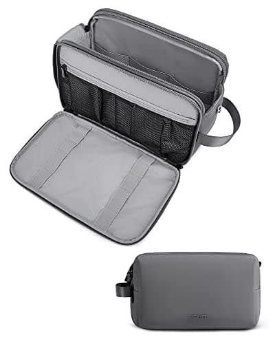BAGSMART Toiletry Bag for Men, Travel Toiletry Organizer Dopp Kit Water-resistant Shaving Bag for Toiletries Accessories, Door Room Essentials,Grey-large - Image 1