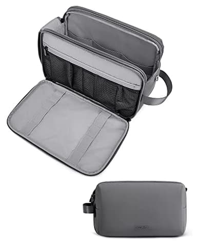 BAGSMART Toiletry Bag for Men, Travel Toiletry Organizer Dopp Kit Water-resistant Shaving Bag for Toiletries Accessories, Door Room Essentials,Grey-large - Image 1