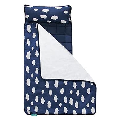 Toddler Nap Mat with Pillow and Blanket, Cot Nap Mats for Daycare Preschool Kindergarten, Lightweight Portable Travel Sleeping Bag for Kids, Super Soft & Cozy, Navy Cloud, 50" x 21" - Image 3