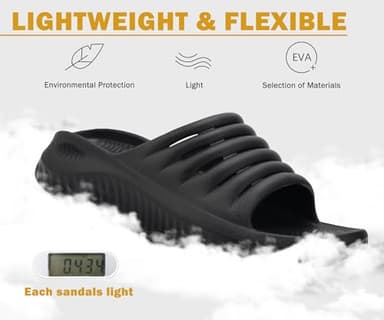 KuaiLu Womens Recovery Sandals Comfortable Plantar Fasciitis Arch Support Ladies Orthopedic Slip On Running Sport Walking Slides Thick Athletic Cushion Slippers Summer Outdoor Sliders Black Size 10 - Image 7