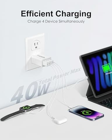 USB C Charger Block 40W, 2Pack 4-Port Type C Charger Fast Charging Block Dual USB-C Power Adapter & Double USB Wall Plug Multiport Cube USBC Brick for iPhone 16 15 14 13 12 11 Pro Max, Samsung - Image 3