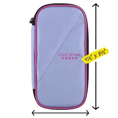 Five Star Pencil Pouch, Pen Case, High-Capacity Zipper Pouch, Storage Organizer for School Supplies Earbuds Chargers Cables Makeup, Lilac/Berry (500211F-ECM) - Image 8