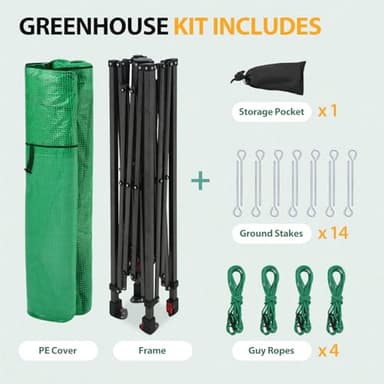 EAGLE PEAK Instant Pop-up Greenhouse, Indoor Outdoor Plant Gardening Green House, Roll-Up Zipper Doors and Side Windows, Walk in 8x6 ft, PE Cover, Green/Clear - Image 9