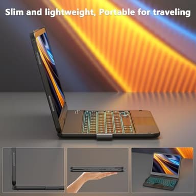for iPad A16 11th Generation/10th Generation Case with Keyboard,Touch Keyboard for iPad 11" /10th Gen 10.9 inch 2022-10 Color Backlight, 360° Rotatable Protective Cover (Black) - Image 8