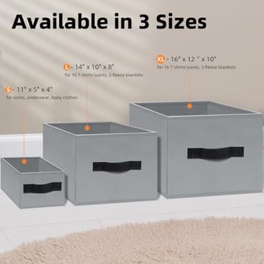 Criusia Large Storage Baskets for Organizing -8 Pack Fabric Storage Bins for Clothes, Home Closet Organizers and Storage Baskets for Shelves, 16x12 Foldable Storage Cubes for Blanket Toys Comforter - Image 8