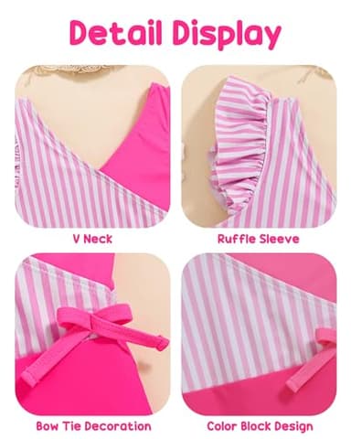 Toddler Bathing Suit Girl 3T 4T Swimsuit Girls One Piece Girls Swimsuit Bathing Suit Beach Essentials Pink Block Summer Swimwear - Image 4