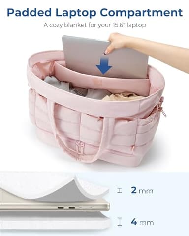 BAGSMART Large Travel Duffel Bag with Shoe Compartment, Puffer Carry-On Gym Weekender Bag for Women, Charcoal - Image 6