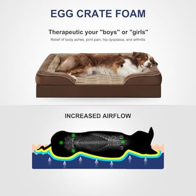 FURTIME Orthopedic Bed for Large Dogs, XL Washable Dog Beds Large Sized Dog, Comfy Supportive Foam Pet Couch Bed with Removable Washable Cover, Waterproof Extra Large Sofa Bed Foam and Nonskid Bottom - Image 2