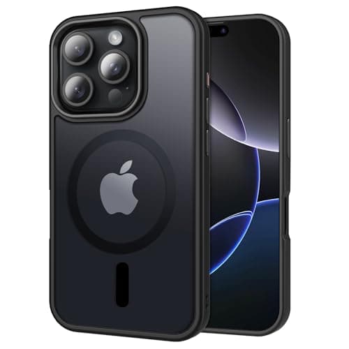 CACOE Magnetic Case for iPhone 16 Pro 6.3 inch, Compatible with MagSafe, Thin Slim Fit Anti-Fingerprint Shockproof Bumper TPU Protective Cover for Women Men Girls(Matte Black) - Image 1