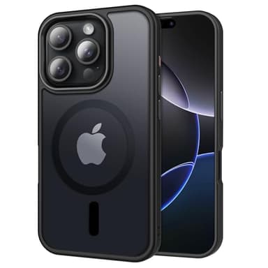 CACOE Magnetic Case for iPhone 16 Pro 6.3 inch, Compatible with MagSafe, Thin Slim Fit Anti-Fingerprint Shockproof Bumper TPU Protective Cover for Women Men Girls(Matte Black) - Image 1