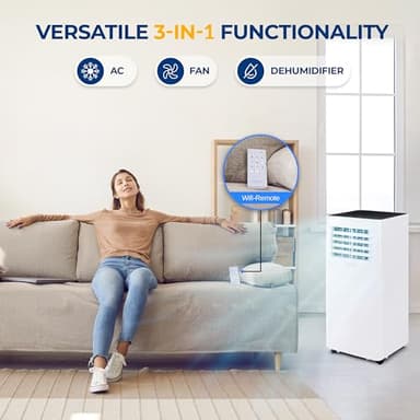 SereneLife Small Air Conditioner Portable 10,000 BTU with Built-in Dehumidifier - Portable AC unit for rooms up to 450 sq ft - WiFi app + Remote Control, Window Mount Exhaust Kit - Image 3