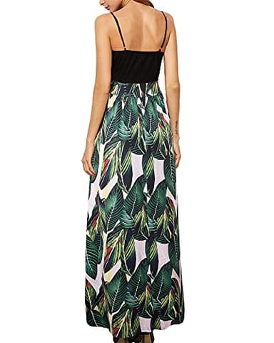 Newshows Summer Outfits Dresses for Women 2025 Beach Vacation Clothes Spaghetti Strap Casual Fall Wedding Guests Country Concert Outfits Long Elegant Classy Flowy Sundress(Floral 09, L) - Image 5