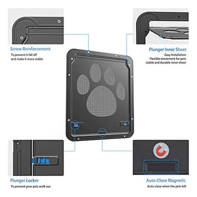 Ownpets Pet Screen Door,Inside Door 8x10x0.4 inch,Lockable Magnetic Flap Screen Automatic Lockable Black Door for Puppy Dog and Cat Door - Image 2