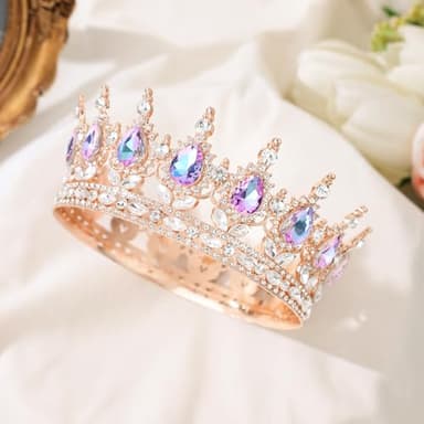 Feltent Queen Crown for Women Crystal Tiara for Girl Rhinestone Wedding Headband for Bride Hair Accessories for Costume Birthday Party Prom - Image 3