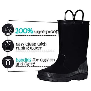 K KomForme Kids Girls & Boys Rain Boots with Easy-on Handles Waterproof Outdoors - Image 3