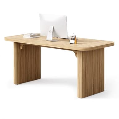 LITTLE TREE 62-Inch Home Office Computer Desk, Large Writing Desk with Textured Double Base, 5 ft Conference Meeting Seminar Table for Office - Image 9