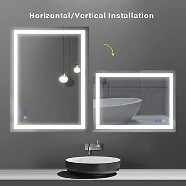 32x24 inch Wall Mounted LED Bathroom Mirror with 3000K-6000K Dimmable, Anti-Fog, Lighted Bathroom Mirror with Smart Touch Button, Memory Function(Horizontal/Vertical - Image 7