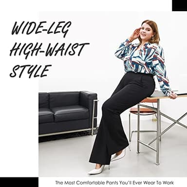 Plus Size Women's Wide-Leg Dress Pants - High Waisted Capri for Business Casual,Work Clothes for Office D-4XL - Image 3
