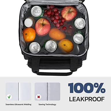 Maelstrom Lunch Box, 23L Insulated Lunch Bag, Expandable Double Deck Cooler Bag, Lightweight Leakproof Tote Bag With Side Tissue Pocket, Suit For Men and Women, Black - Image 4