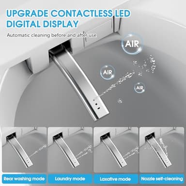 LOUPUSUO Tankless Smart Toilet with Warm Water Sprayer & Dryer, Smart Bidet Toilet with Foot Sensor Operation, Heated Bidet Seat, Auto Smart Toilet with LED Display for Bathrooms - Image 6