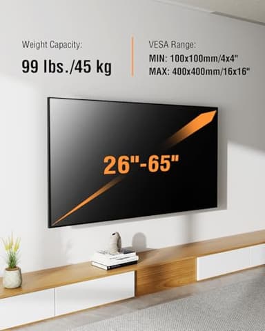 EconoMe TV Wall Mount for Most 26-65 inch tvs, Full Motion TV Mount Swivel and Tilt, Wall Mount Bracket Max VESA 400x400mm, Holds up to 99 lbs, Fits 12” 16" Wood Studs. - Image 9