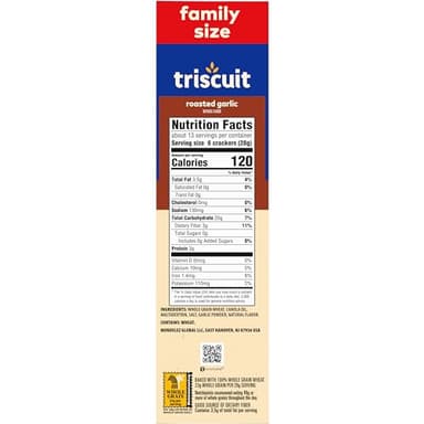 Triscuit Roasted Garlic Whole Grain Wheat Crackers, Lunch Snacks, Bulk Snack Crackers, Family Size, 6 - 12.5 oz Boxes - Image 18