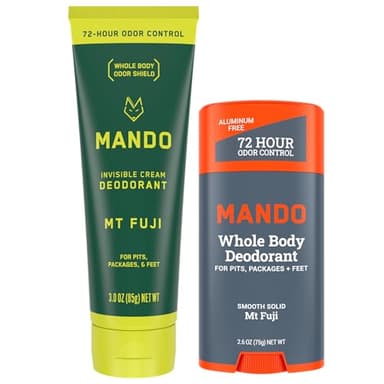 Mando Whole Body Deodorant - Invisible Cream Tube and Solid Stick - 72 Hour Odor Control - Aluminum Free, Baking Soda Free, Skin Safe - 3.0 Ounce Tube and 2.6 Ounce Solid Stick Bundle - Mt Fuji - Image 7
