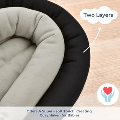 COOLBEBE Upgraded 2-in-1 Babybody Supports for Newborn Infant - Extra Soft Breathable Car Seat Insert Cushion Pad, Perfect for Carseat, Stroller, Swing, Bouncer, Black - Image 3
