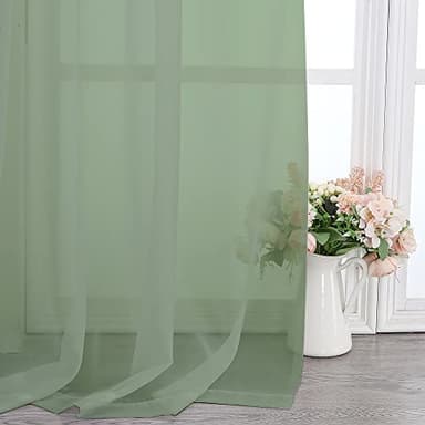 Chyhomenyc Sheer Window Curtains 144 inch Extra Long 2PCS, Airy Scarf Drapes Rod Pocket Window Treatments for Christmas/Wedding/Living Room/Anniversary, 12FT L, 42Wx144L, Sage Green - Image 7