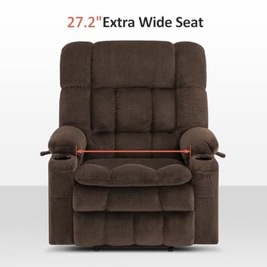 MCombo Oversized Power Lift Recliner Chair for Elderly, Dual Motor Lift Chair with Heat and Massage, Lay Flat Lift Chair for Big and Tall, Cup Holders, Fabric R7891 (Oversize, Mocha) - Image 7